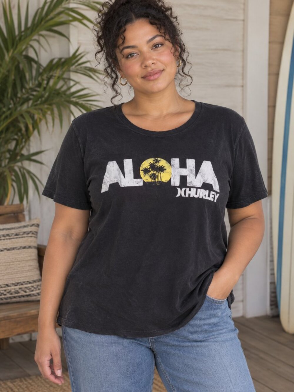 Hurley Black Aloha Graphic Short Sleeve T-Shirt Size XL